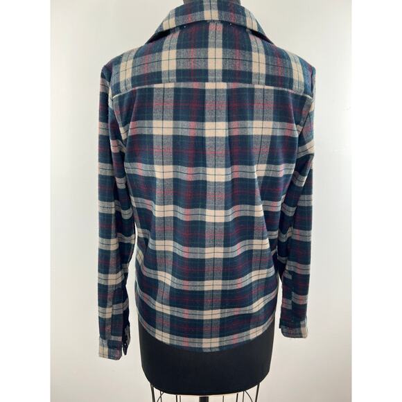 Lovers + Friends Blue Plaid Long Sleeve Button-Down Embellished Shirt Size XS - Picture 7 of 10